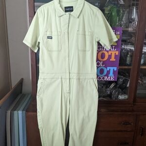 Wildfang pistachio short sleeve jumpsuit